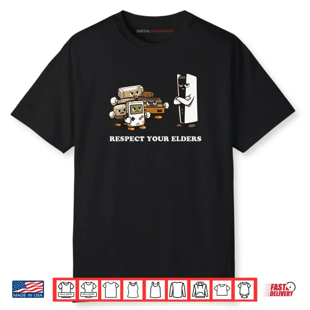 Respect Your Elders T Retro 90s Gaming Shirt