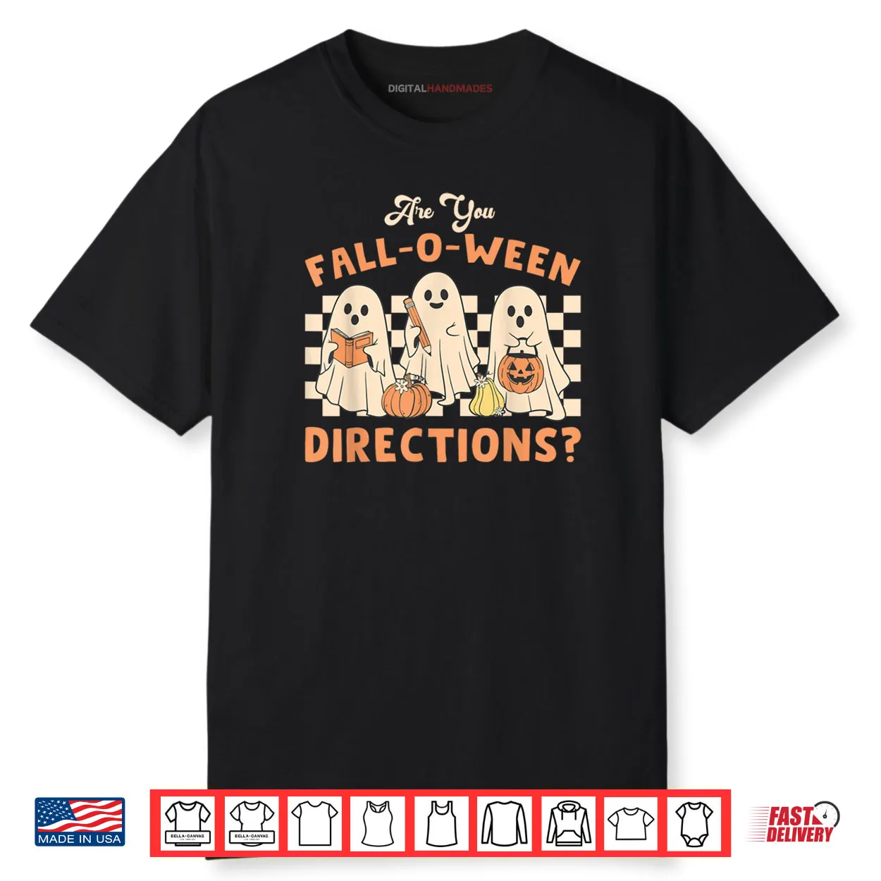 Retro are You Fall O Ween Directions Teacher Halloween Ghost Shirt