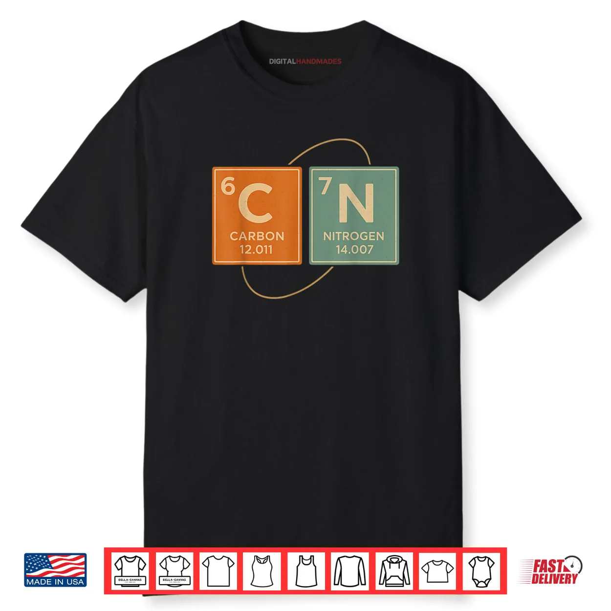 Retro Funny 6 7 Carbon Nitrogen Periodic Shirt