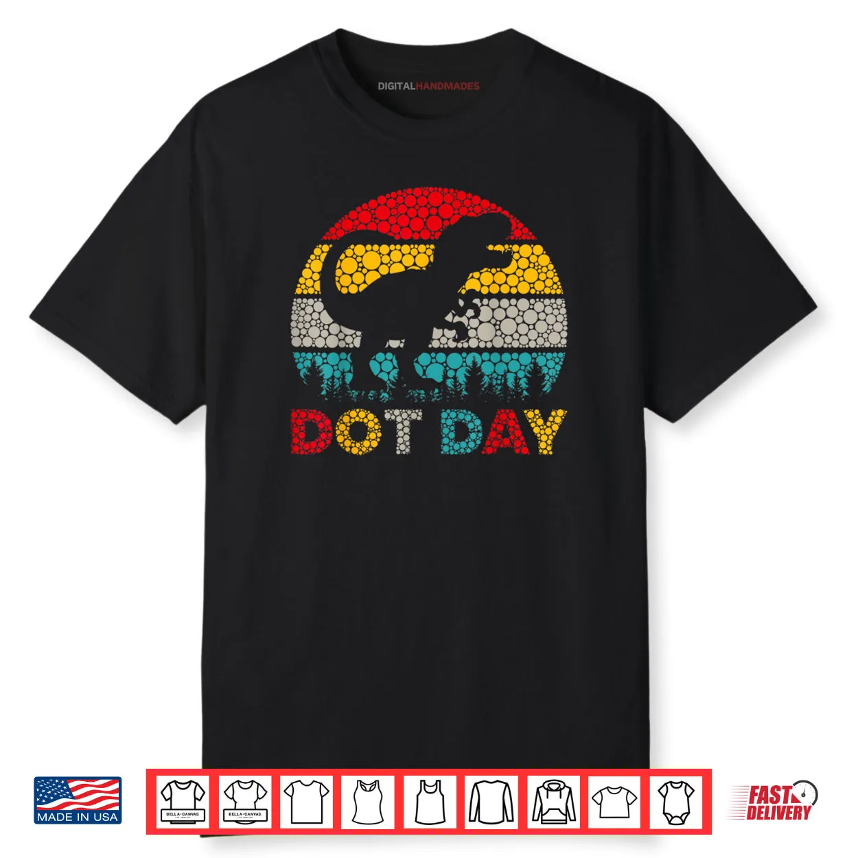 Retro T Rex Dinosaur Polka Dot Art Student Dot Day Shirt