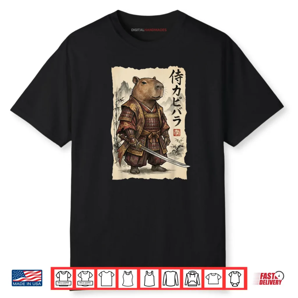 Samurai Capybara Japanese Art Vintage Graphic Animal Shirt