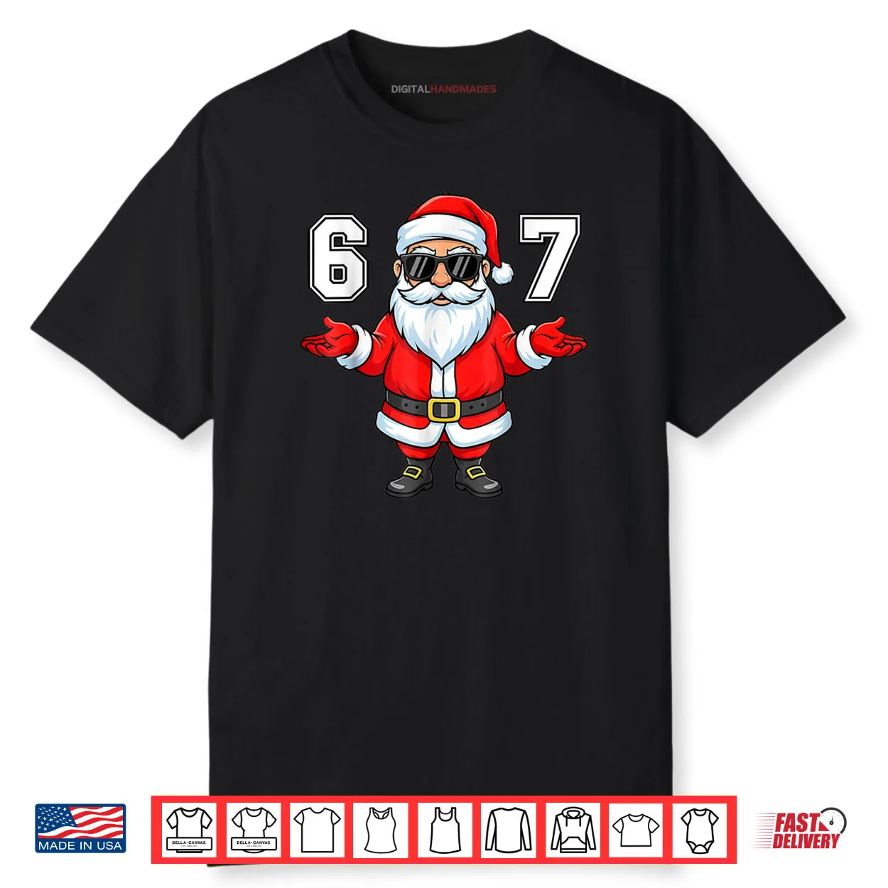 Santa 67 Meme Six Seven Number Xmas Christmas Shirt