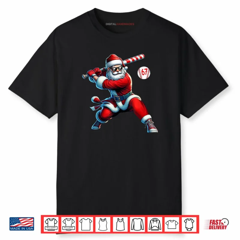 Santa Baseball Six Seven 6 7 Meme Christmas Men Boys Player Shirt