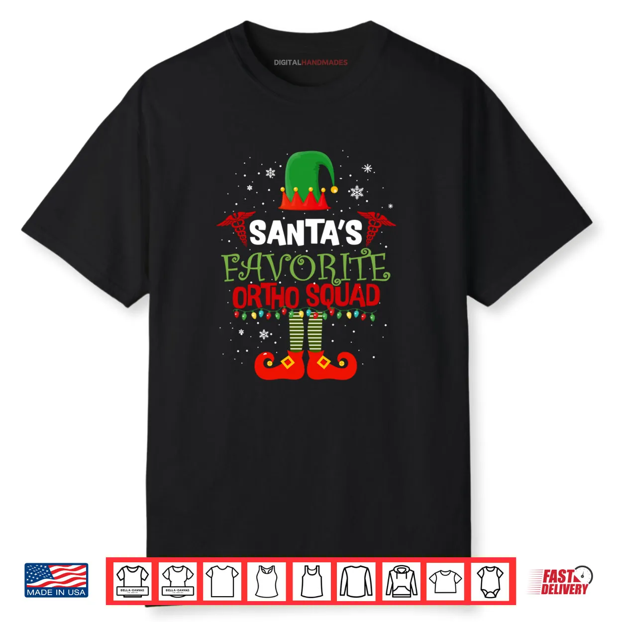Santa Favorite Ortho Squad Elf Orthodontist Christmas Pajama Shirt