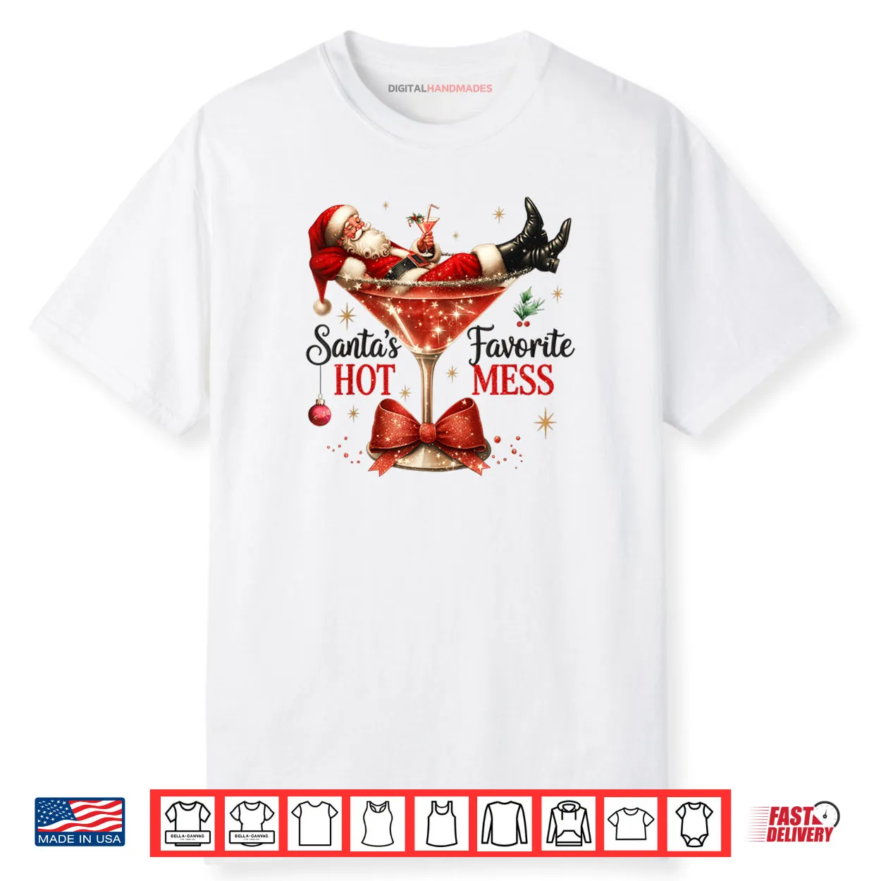 Santa Hot Mess Christmas Cocktail Martini Shirt