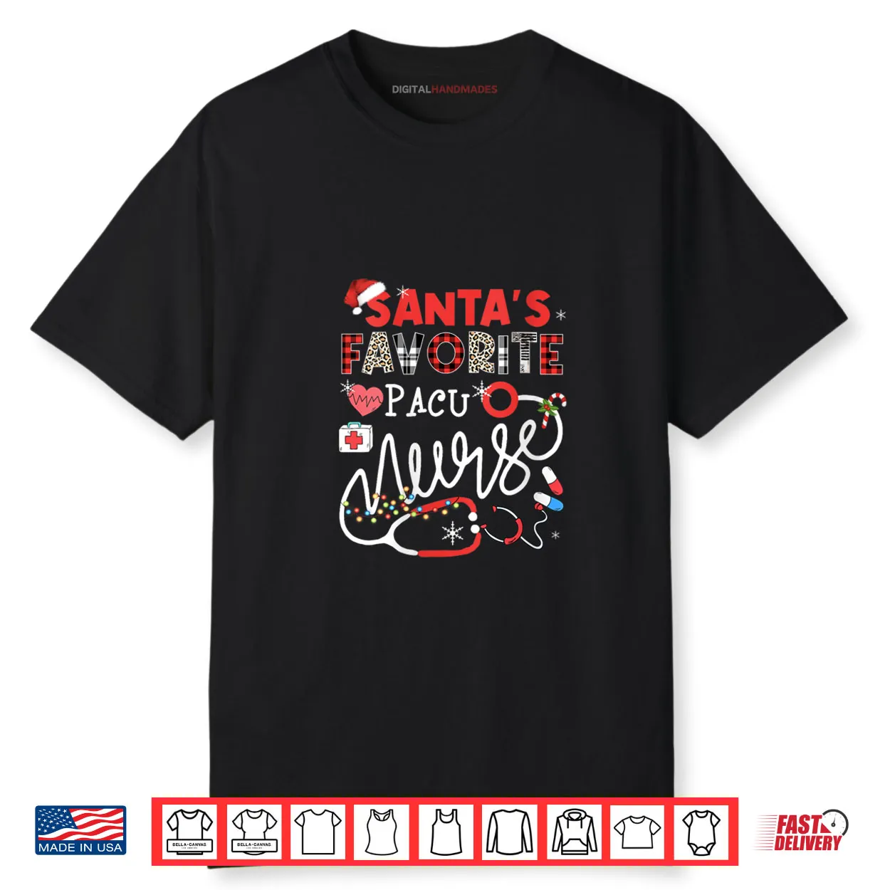 Santa’s Favorite Pacu Nurse Christmas Lights Leopard Shirt