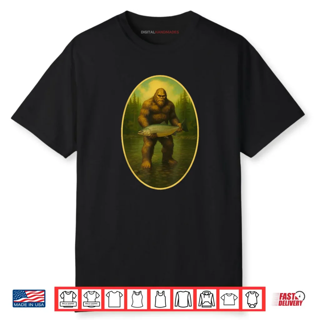Sasquatch Fishing Tee Bigfoot Salmon Fishing Funny Shirt 1 Sasquatch Fishing Tee Bigfoot Salmon Fishing Funny Shirt