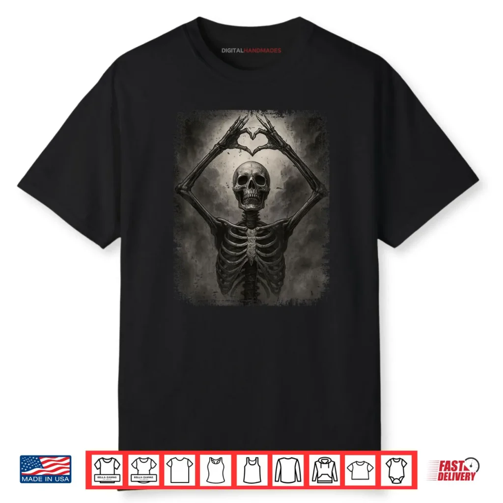 Scary Skeleton Hands Heart Sign Funny Halloween Costume 2025 Shirt 1 Scary Skeleton Hands Heart Sign Funny Halloween Costume 2025 Shirt