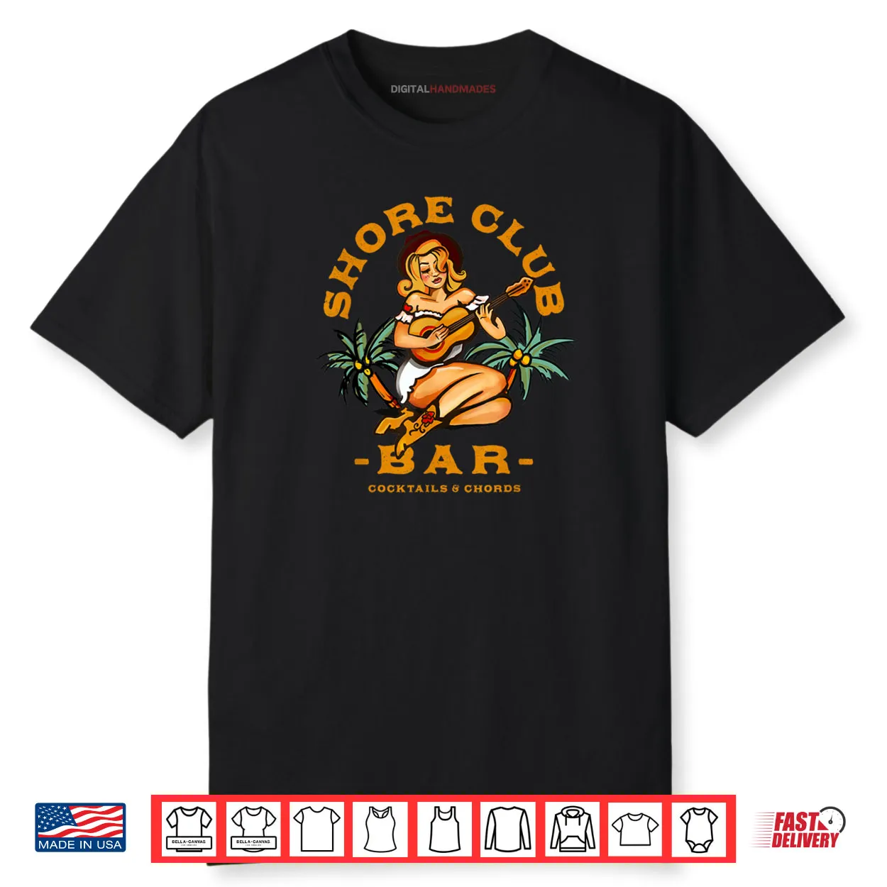 Shore Club Dive Bar Music Lover Guitar Girl Shirt