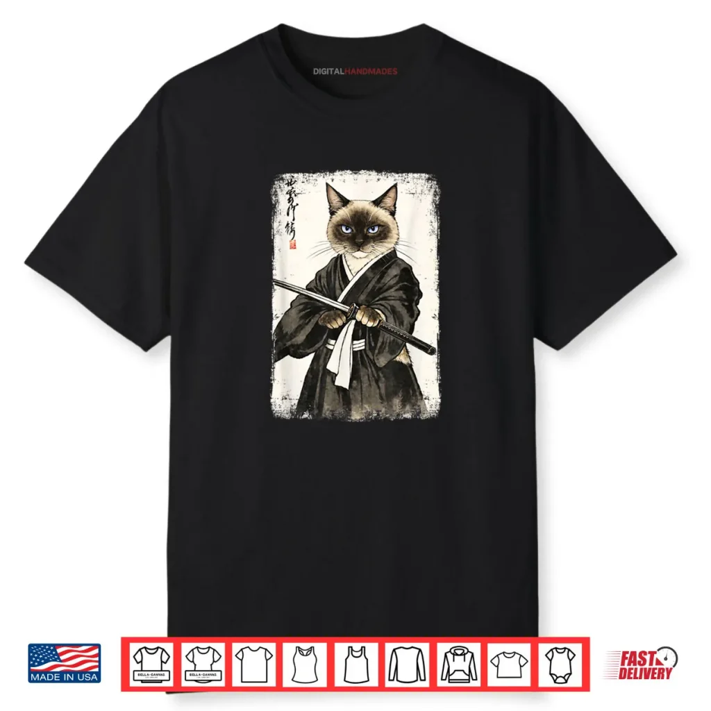 Siamese Cat Samurai Warrior Japanese Art Shirt