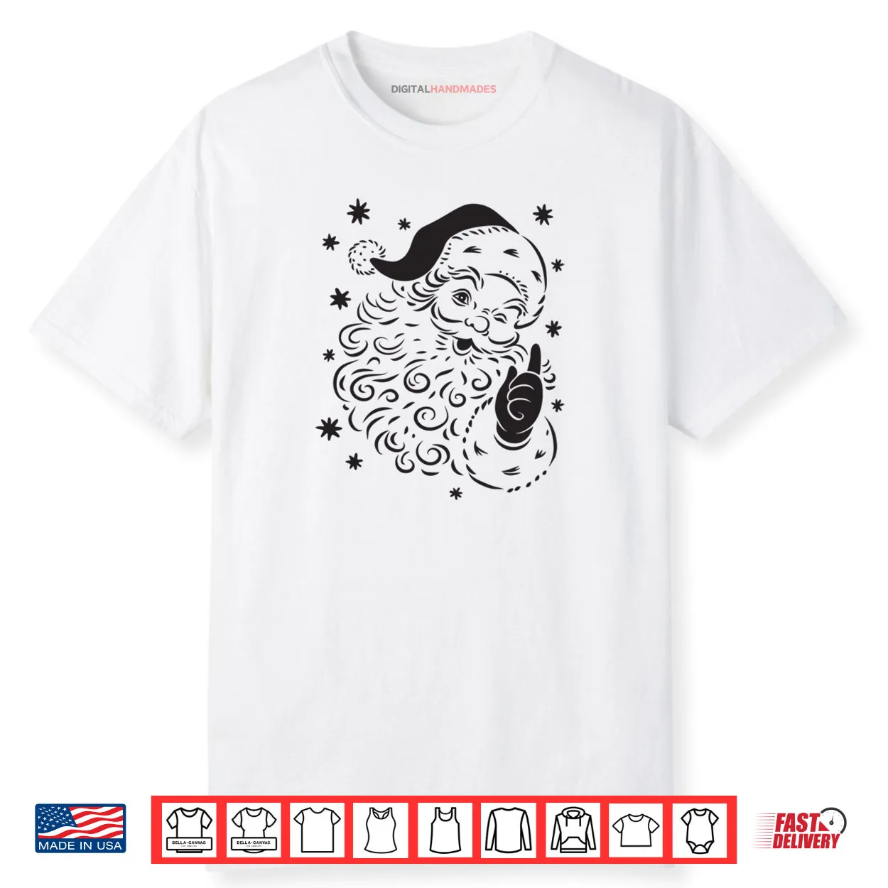 Simple Cute Winking Santa Shirt