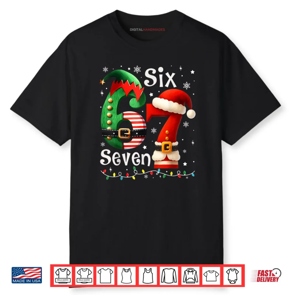 Six Seven 67 Meme 6 7 Elf Santa Christmas Pajamas Shirt