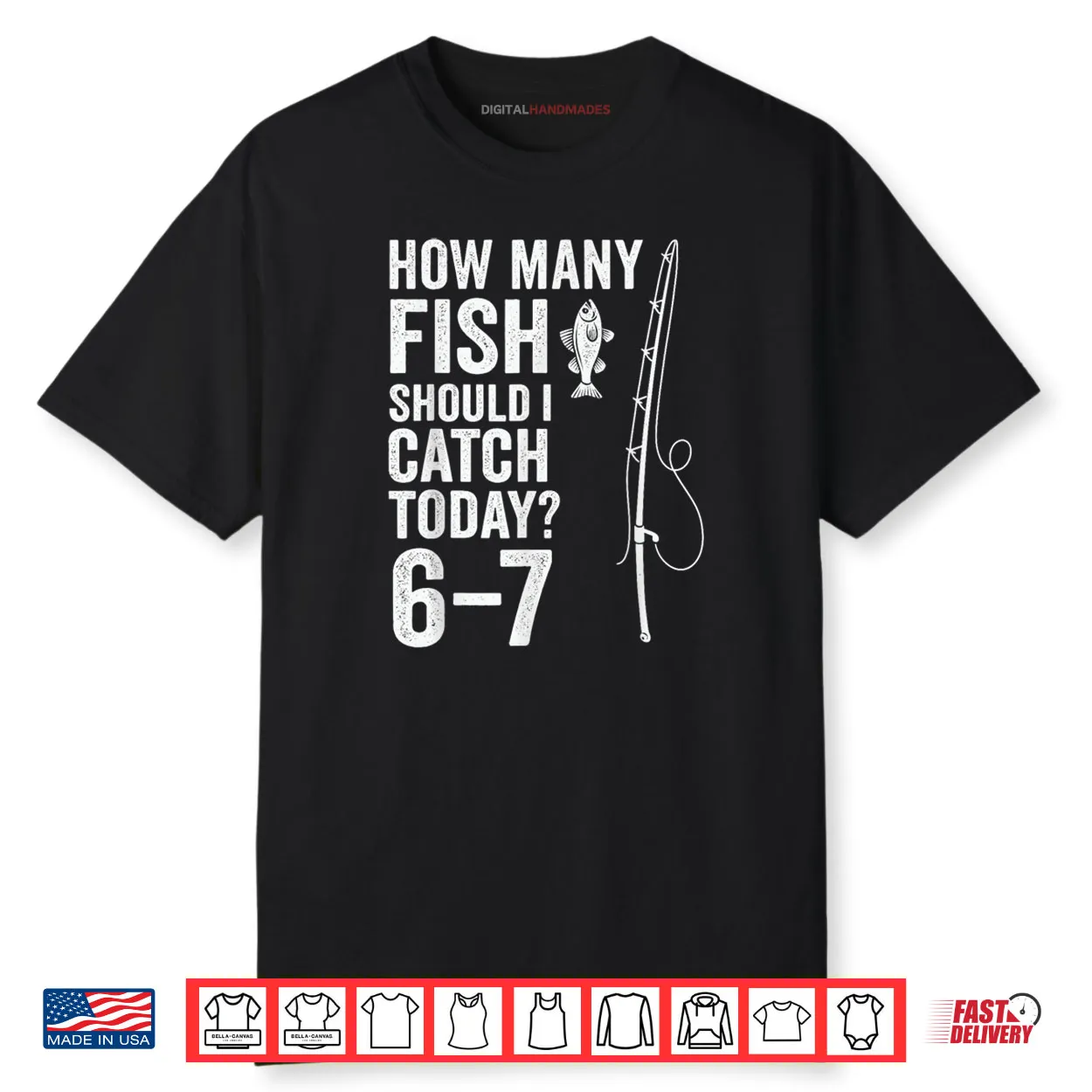 Six Seven Meme Fish Angler 6 7 Funny Fishing 67 Shirt