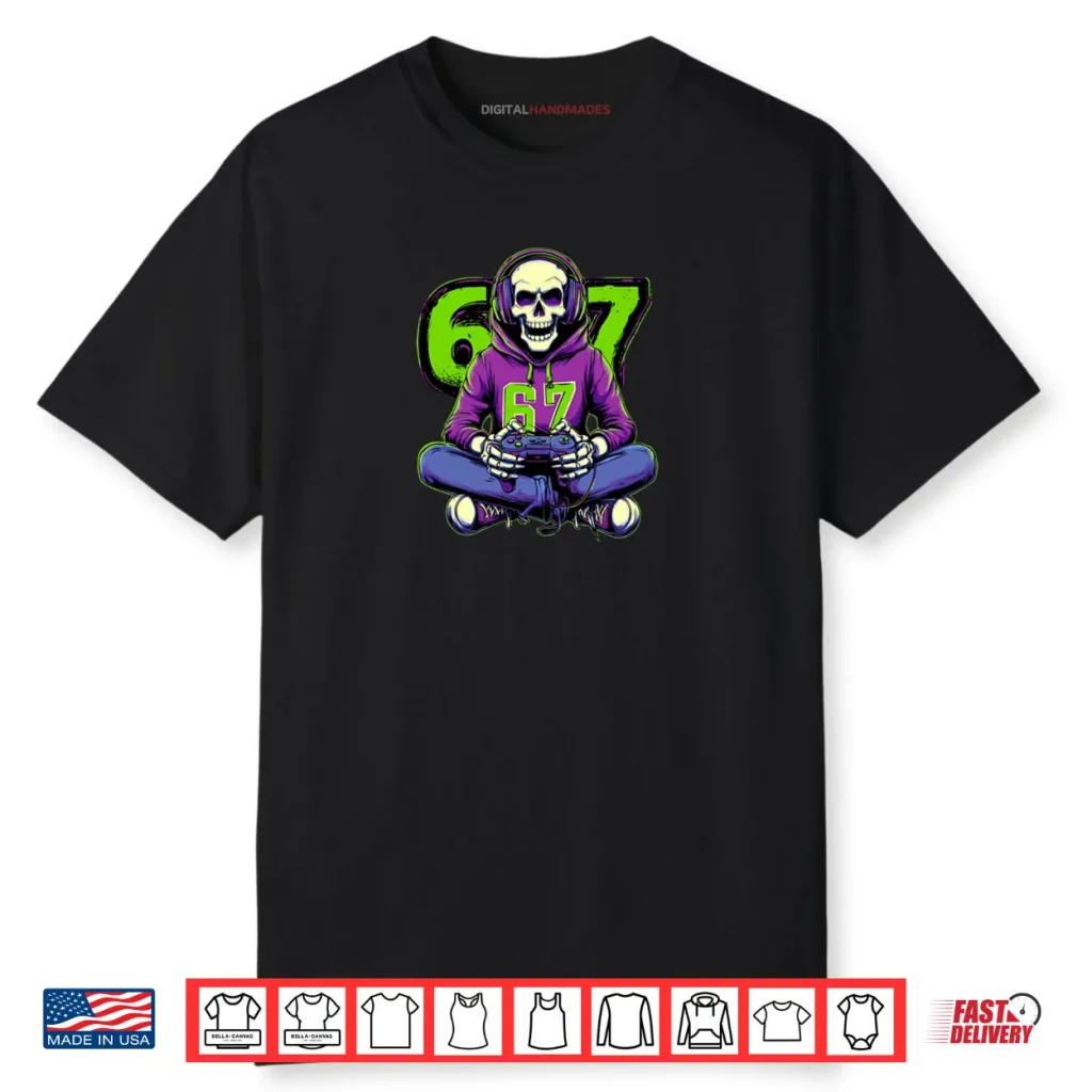 Skeleton 67 Gamer With Retro Controller Shirt