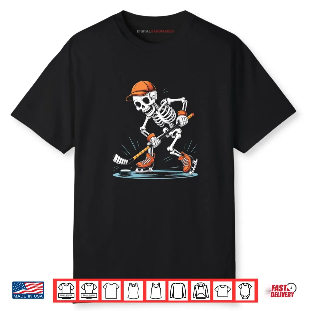 Skeleton Ice Hockey Halloween Costume Shirt