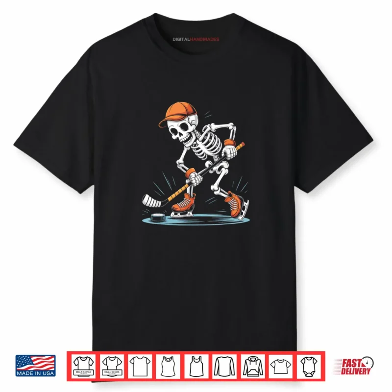 Skeleton Ice Hockey Halloween Costume Shirt