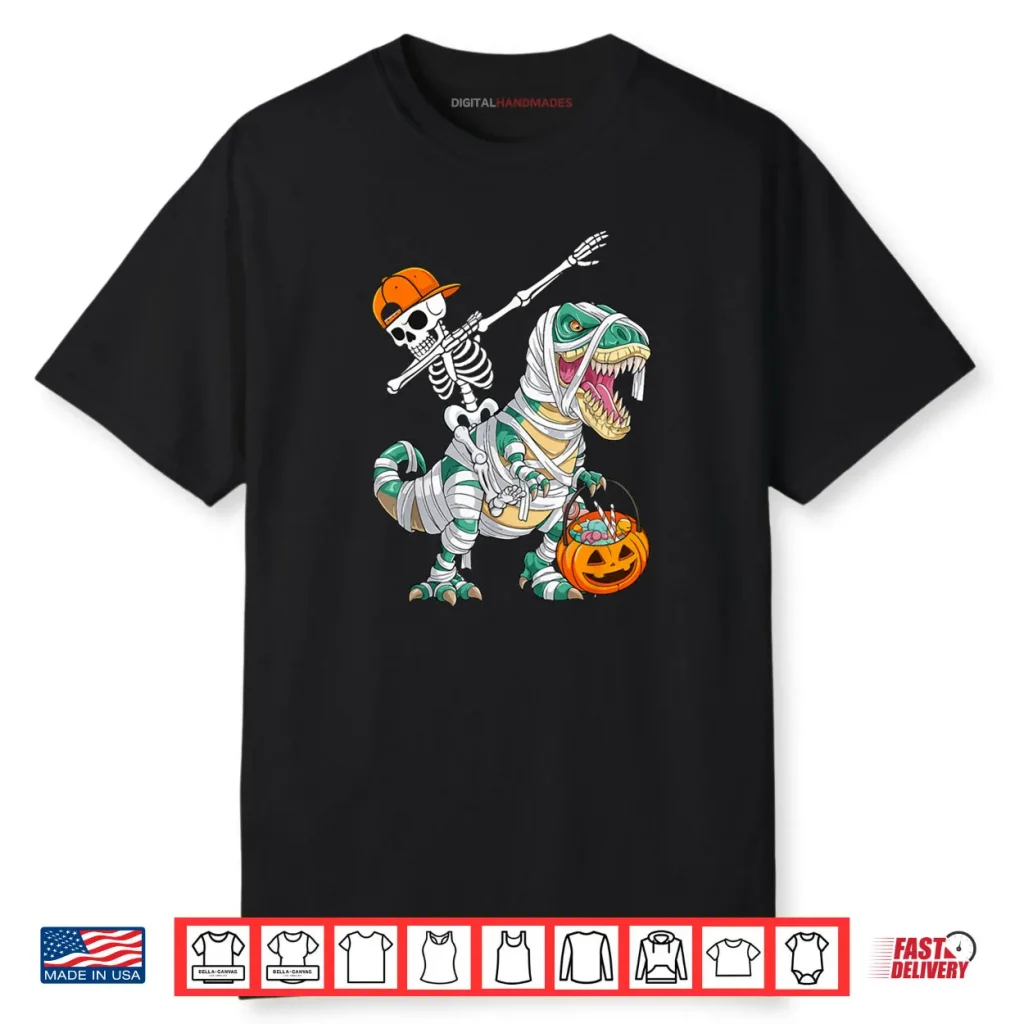 Skeleton Riding Dancing Dab Dinosaur T rex Halloween Shirt 1 Skeleton Riding Dancing Dab Dinosaur T rex Halloween Shirt