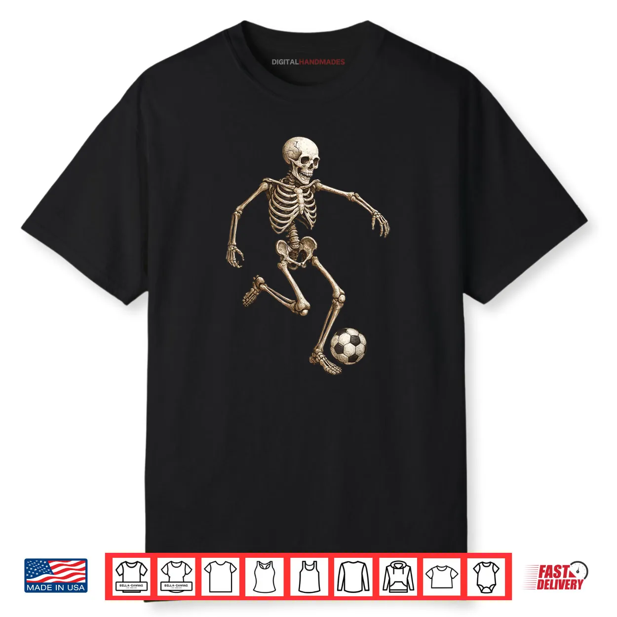 Skeleton Soccer Retro Halloween Costume Shirt