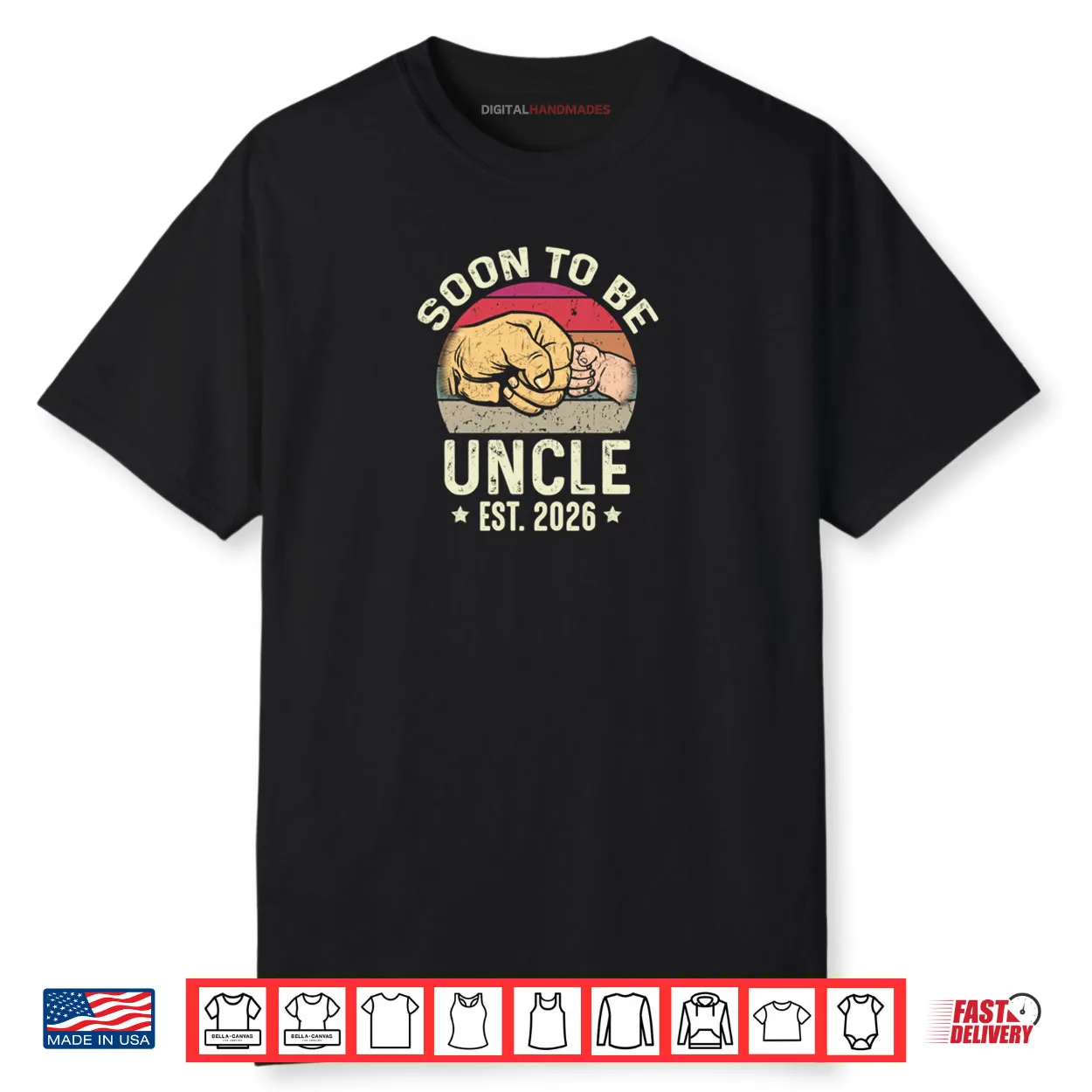 Soon To Be Uncle Est 2026 for New Papa Funny Fathers Day Shirt