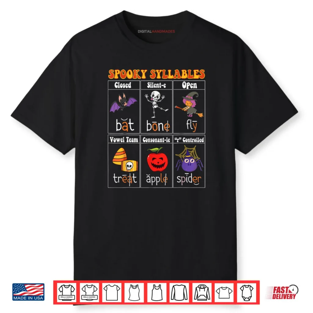 Spooky Syllables Teacher Funny Halloween Educational Shirt 1 Spooky Syllables Teacher Funny Halloween Educational Shirt
