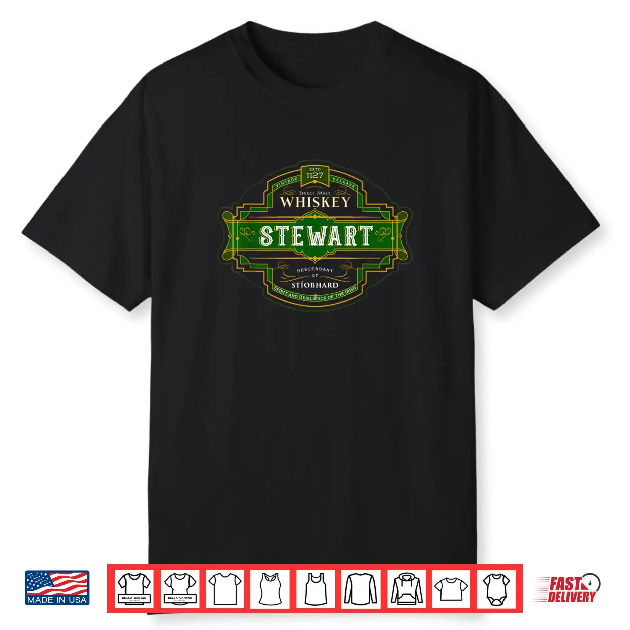 Stewart Whiskey Old Irish Family Names Whisky Brands Shirt