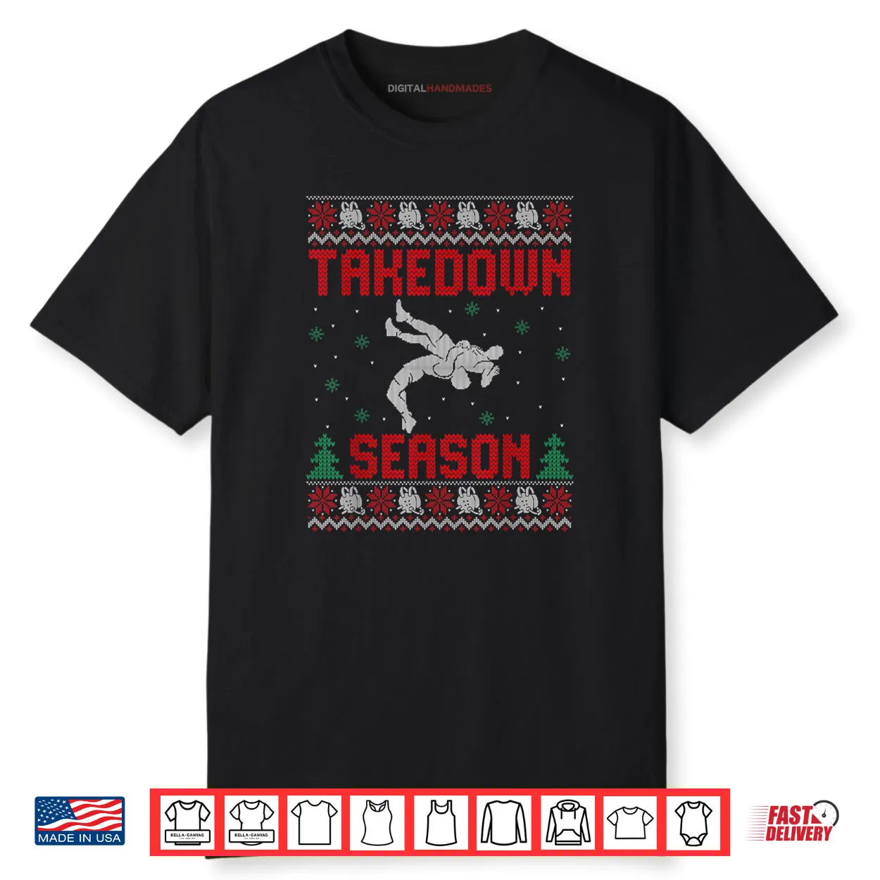 Takedown Season Christmas Guys Wrestling Ugly Xmas Sweaters Shirt