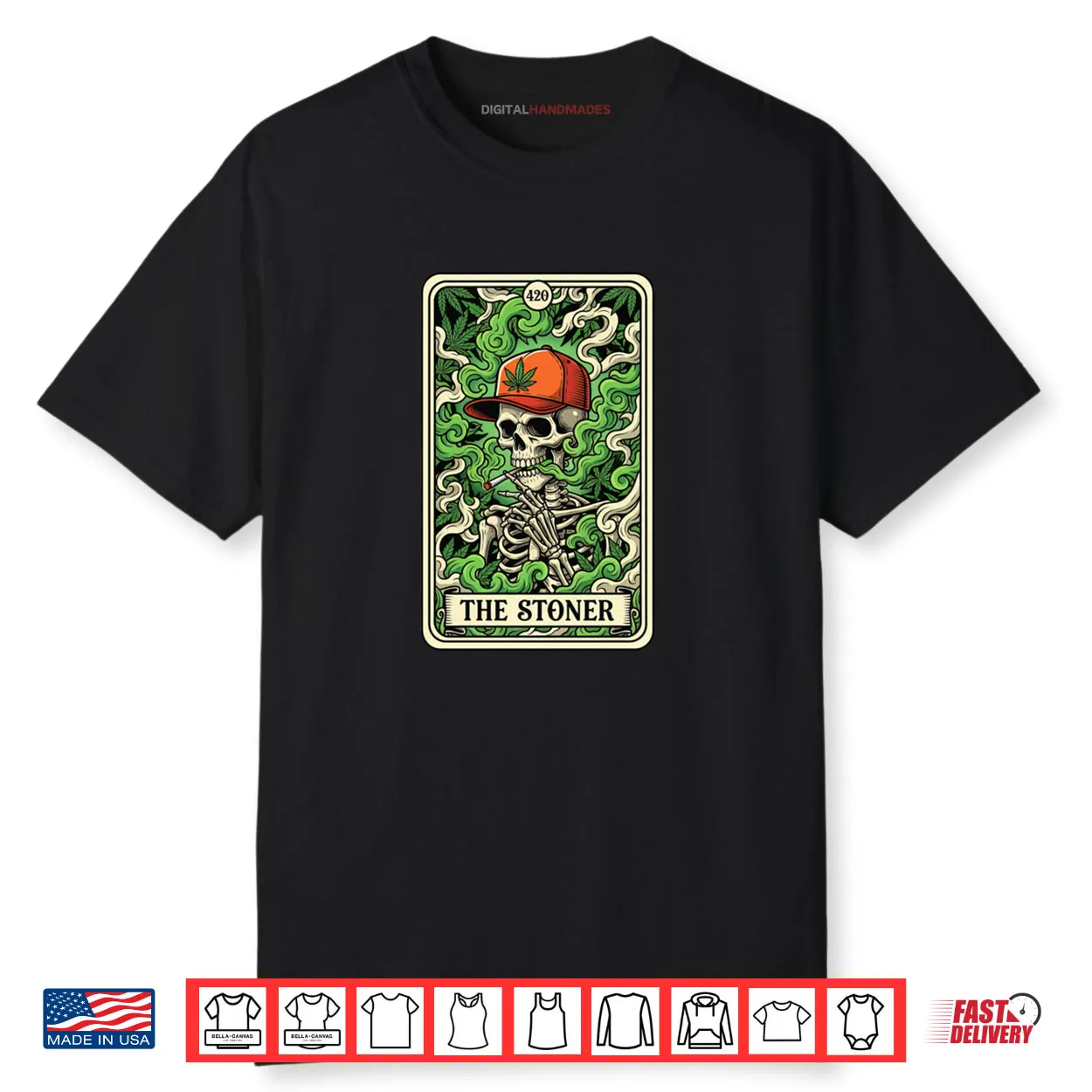 Tarot Card The Stoner Skeleton Weed Lover Cannabis 420 Shirt