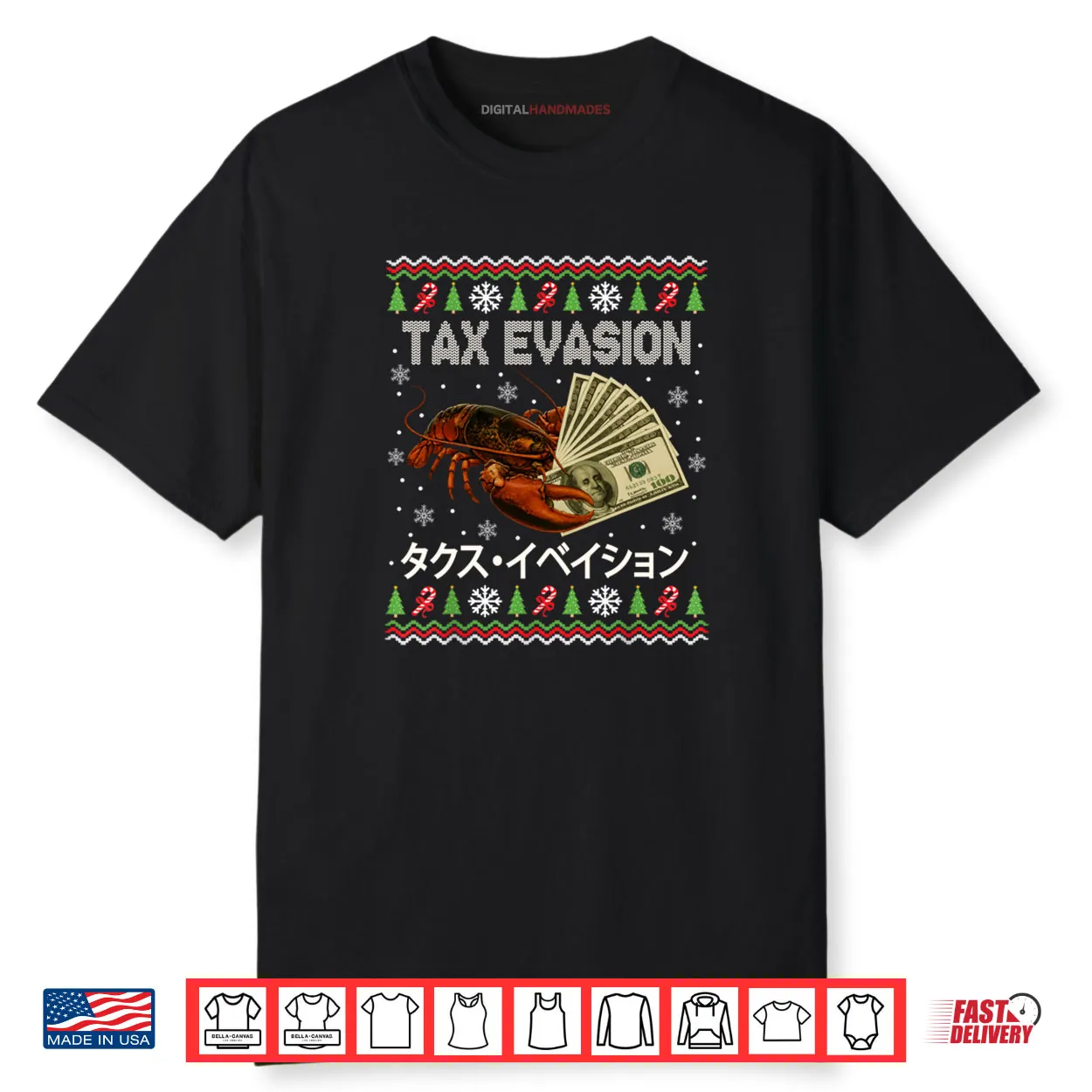 Tax Evasion Lobster Funny Ugly Christmas Shirt