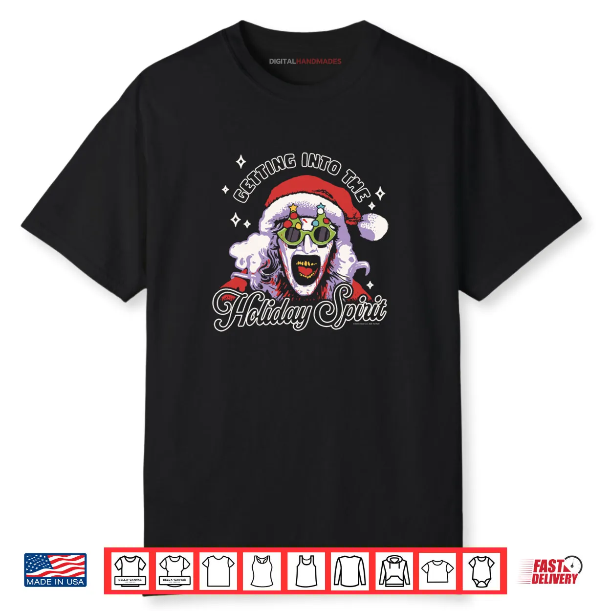 Terrifier Holiday Spirit Santa Illustration Horror Movie Shirt