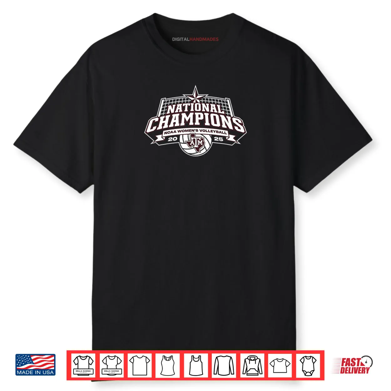 Texas A&M Aggies National Champs 2025 Volleyball Icon Black Shirt
