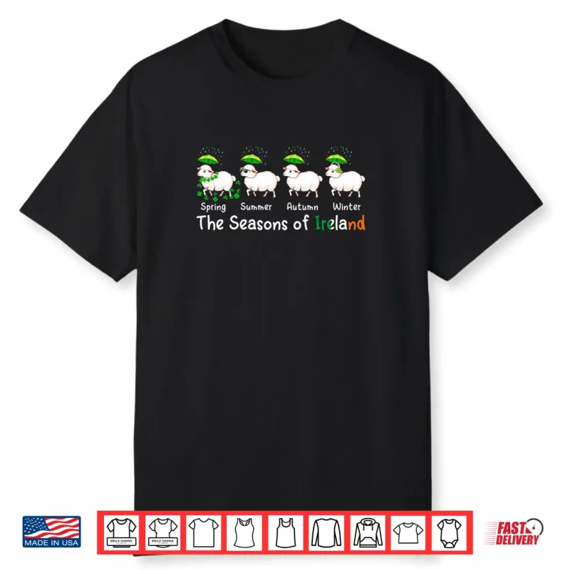 The Seasons Patrick’s Day Ireland Four Cute Sheep Shamrocks Shirt
