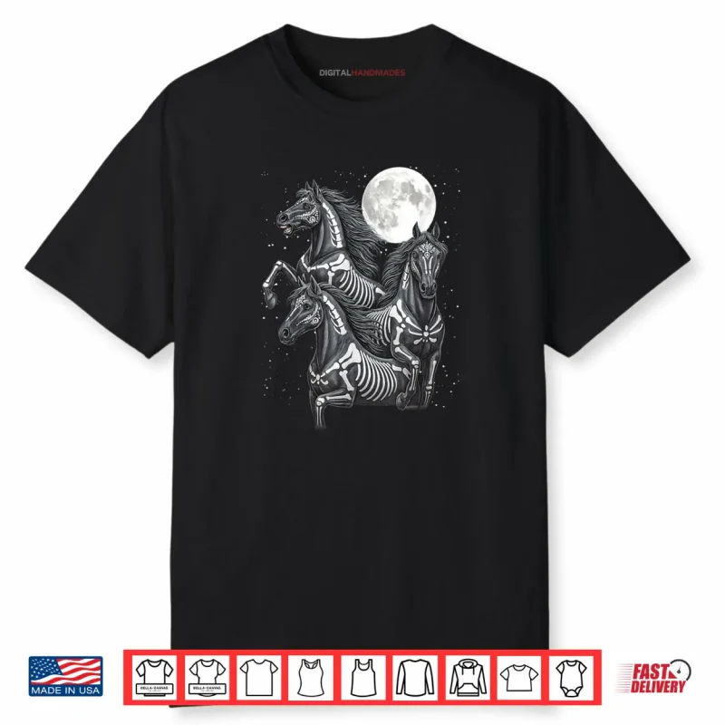 Three Horse Moon Día de Los Muertos Skeleton Horse Shirt
