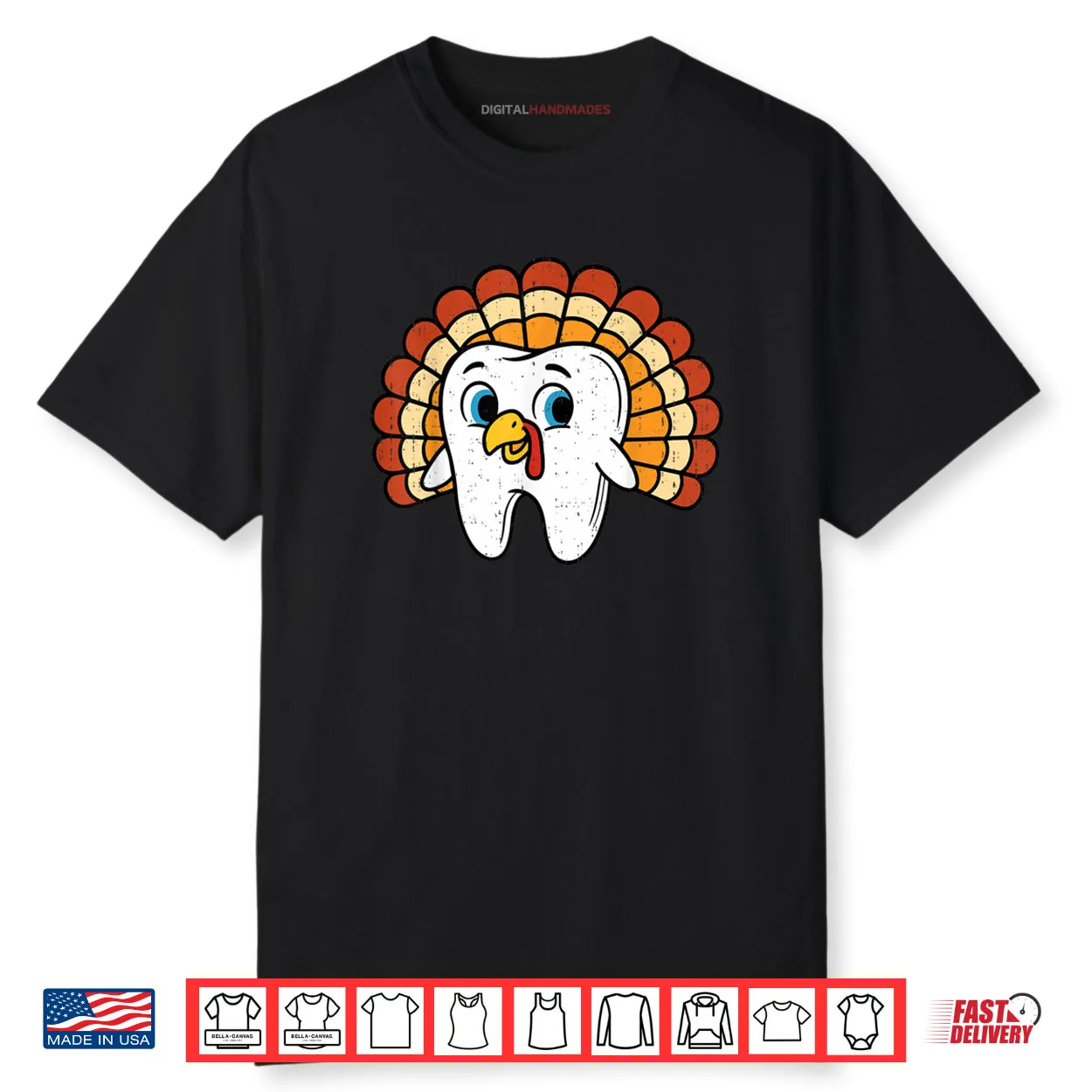 Tooth Turkey Dentist Thanksgiving Fall Dental Hygiene Shirt