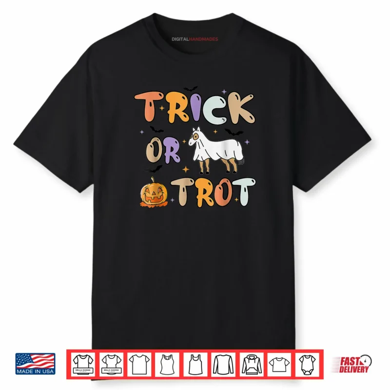 Trick Or Trot Halloween Pumpkin Ghost Horse Shirt