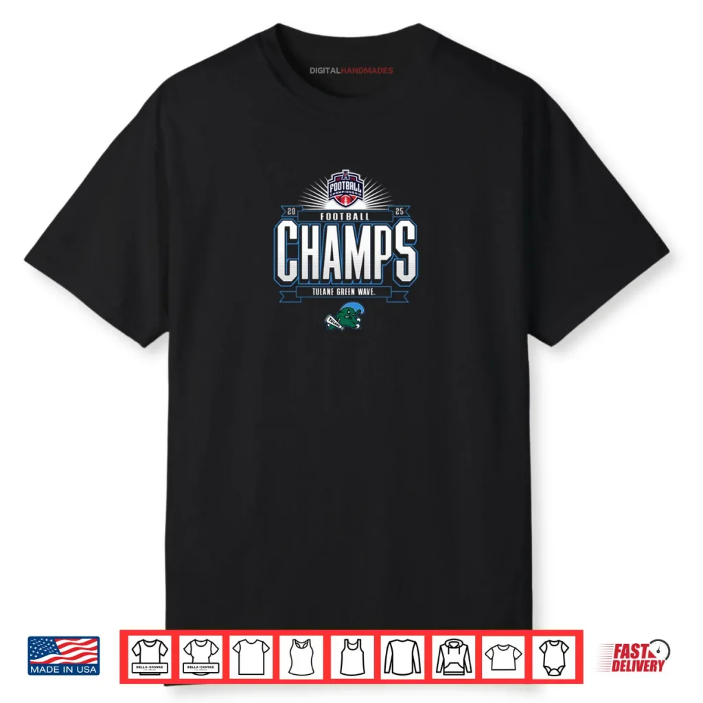 Tulane Green Wave AAC Champs 2025 Football Locker Room Shirt 1 Tulane Green Wave AAC Champs 2025 Football Locker Room Shirt