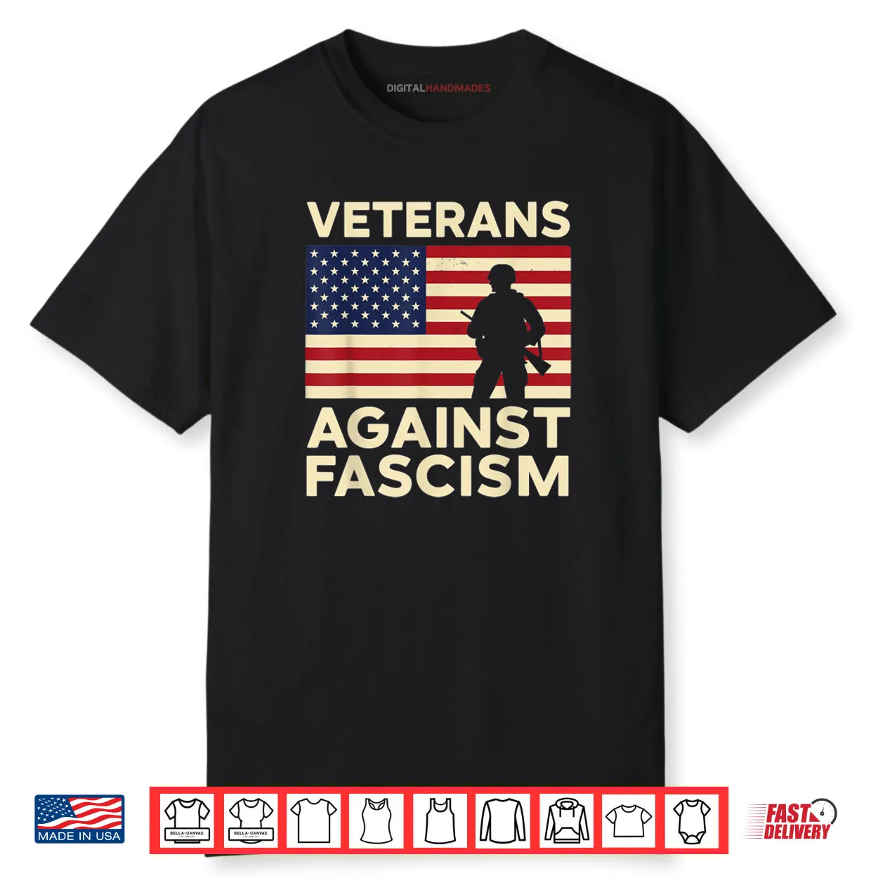 Veterans Against Fascism Vintage US Army Patriotic Soldier Shirt