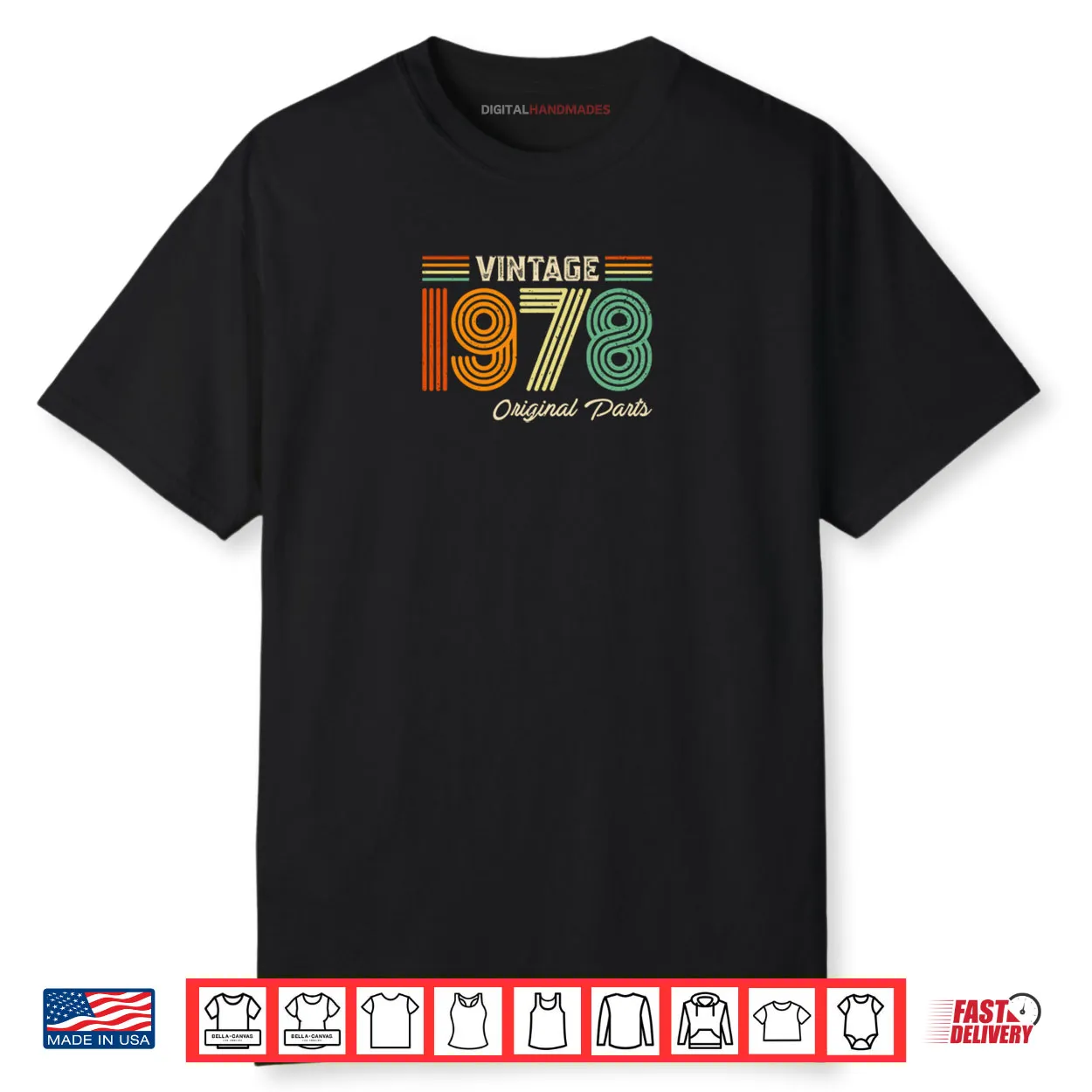 Vintage 1978 Original Parts Birthday 1978 Shirt