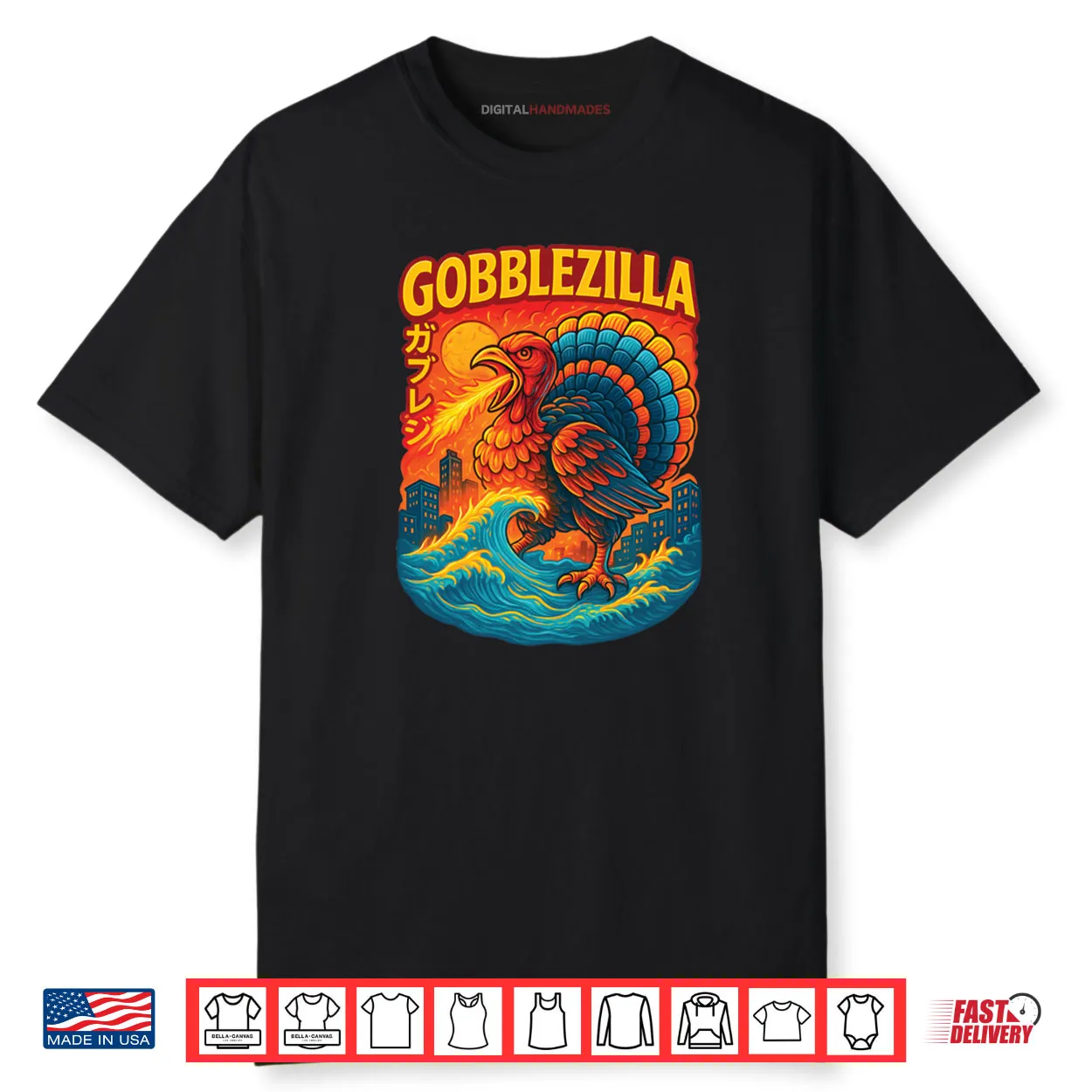 Vintage Cool Turkey Day Thanksgiving Gobblezilla Shirt