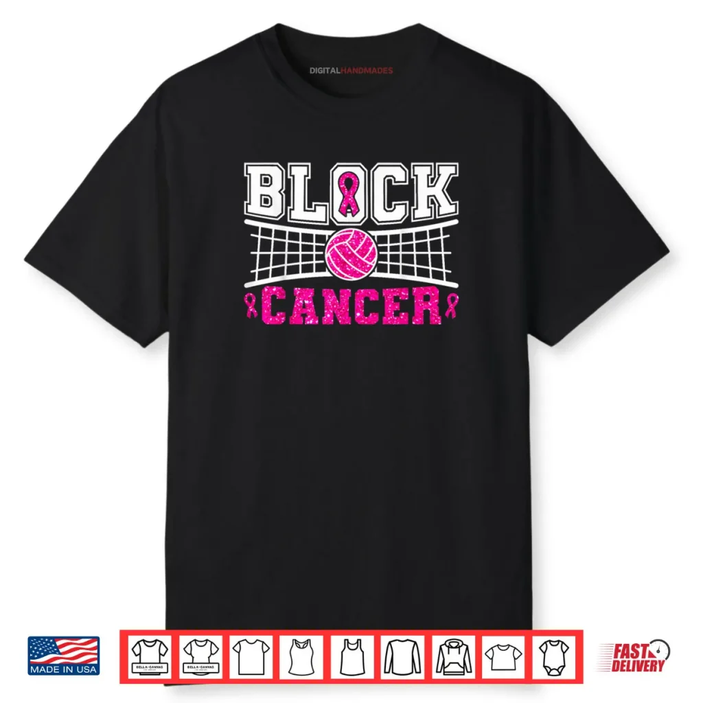 Volleyball Breast Cancer Awareness Block Out Cancer Pink Shirt 1 Volleyball Breast Cancer Awareness Block Out Cancer Pink Shirt