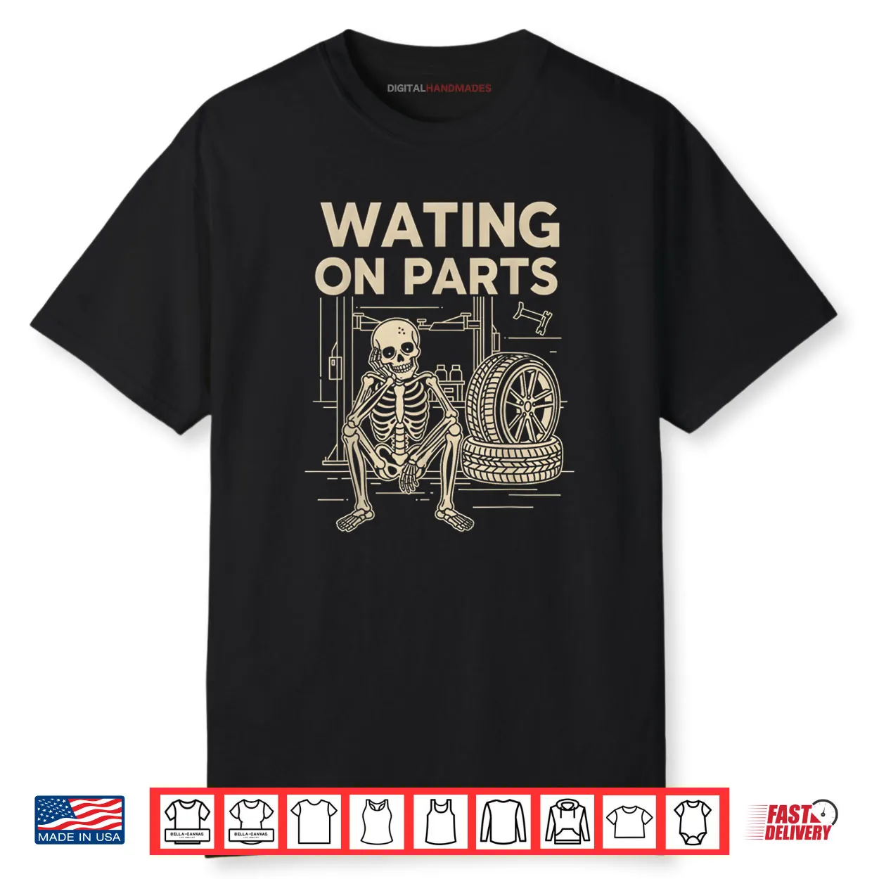 Waiting On Parts Funny Skeleton Auto Mechanic Technician Shirt