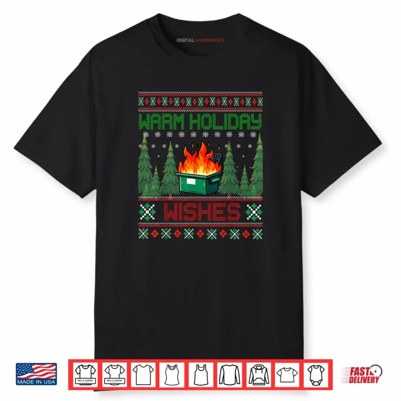 Warm Holiday Wishes Christmas Lights Sweater Dumpster Fire Shirt
