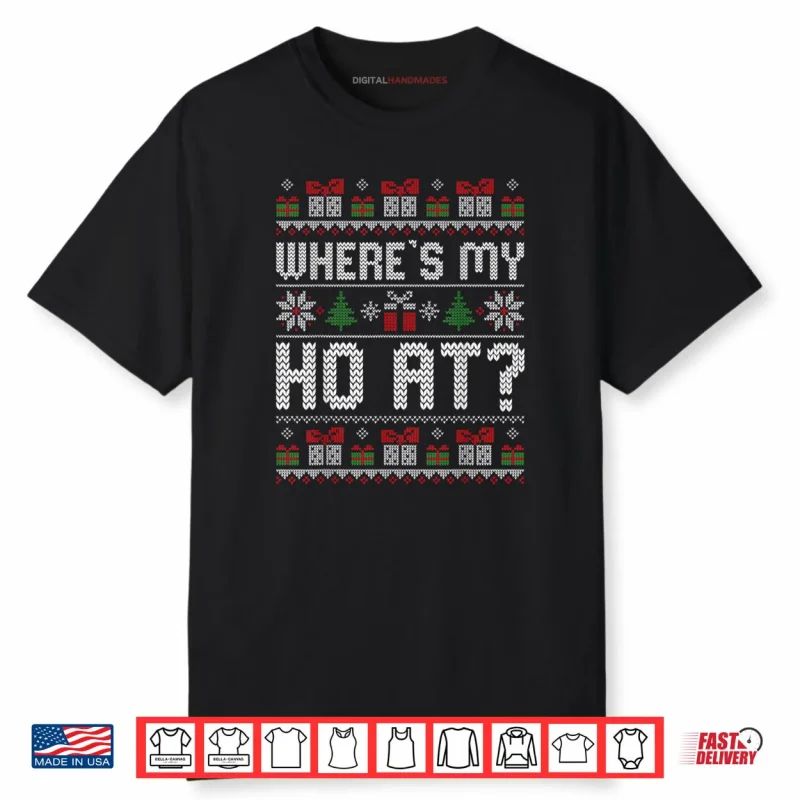 Where My Ho’s at Ho Matching Couple Christmas Ugly Sweaters Shirt