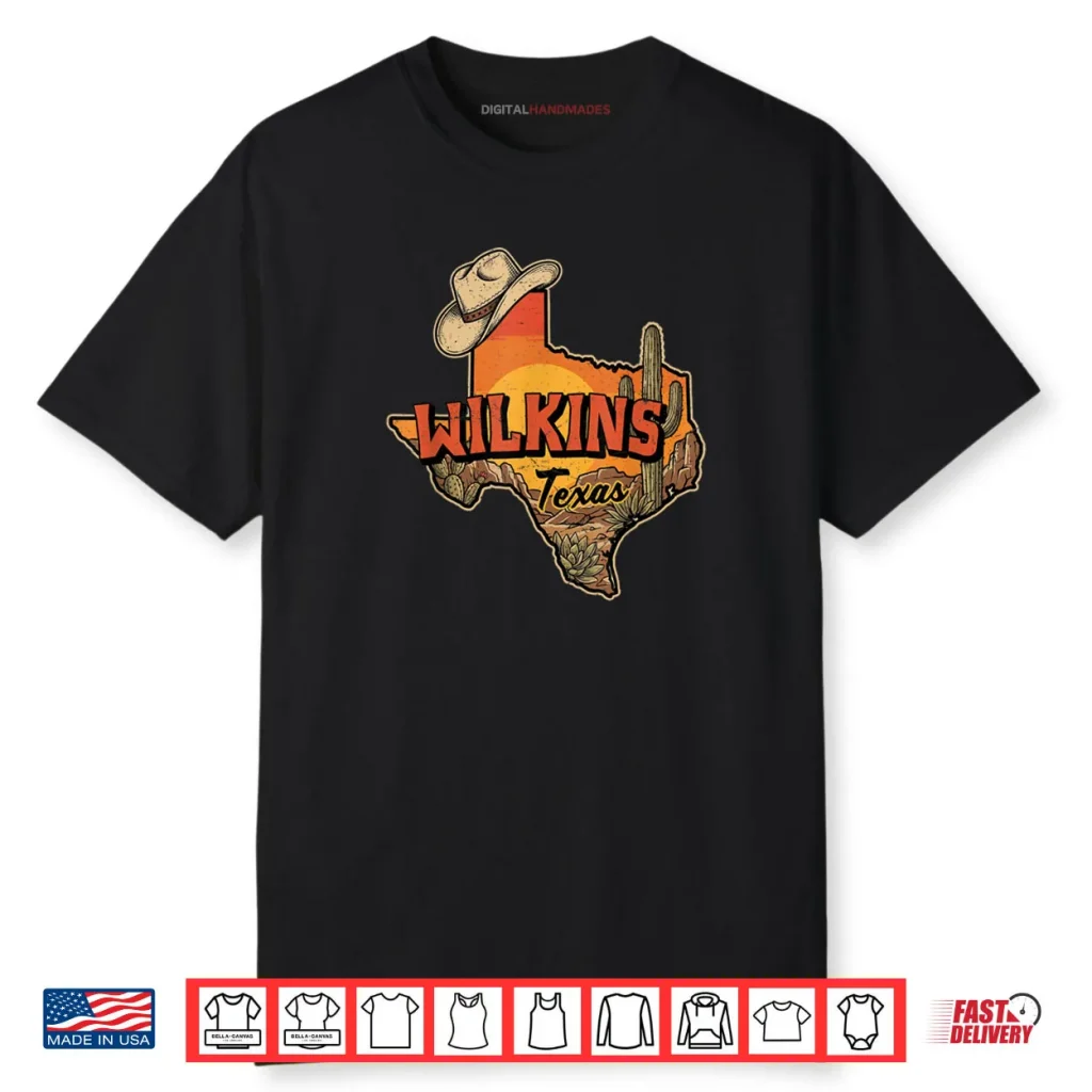 Wilkins Texas Vintage Cowboy Hat Desert Cactus Sunset Shirt 1 Wilkins Texas Vintage Cowboy Hat Desert Cactus Sunset Shirt
