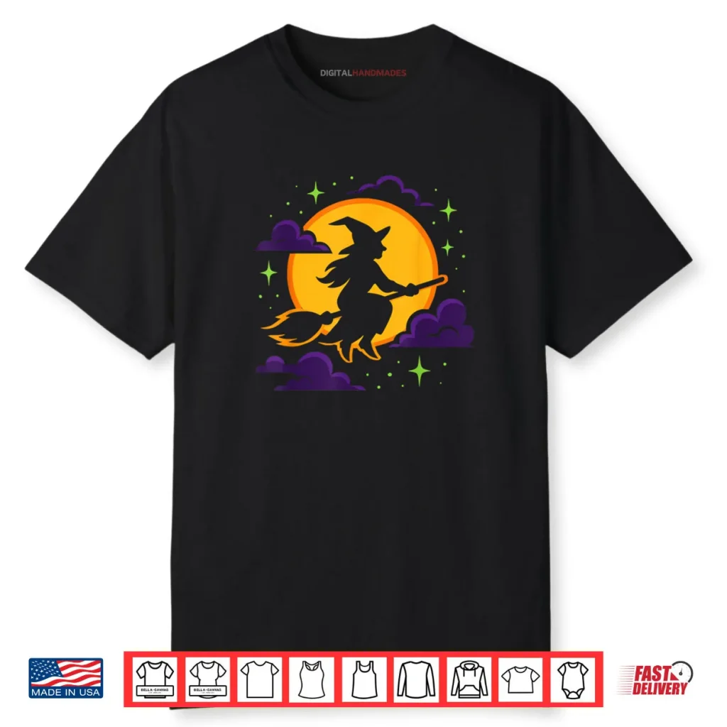 Witch Riding Broom Costume Party Celebration Funny Halloween Shirt 1 Witch Riding Broom Costume Party Celebration Funny Halloween Shirt