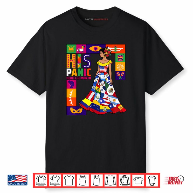 Women Dress Hispanic Heritage Month All Latin Countries Flag Shirt