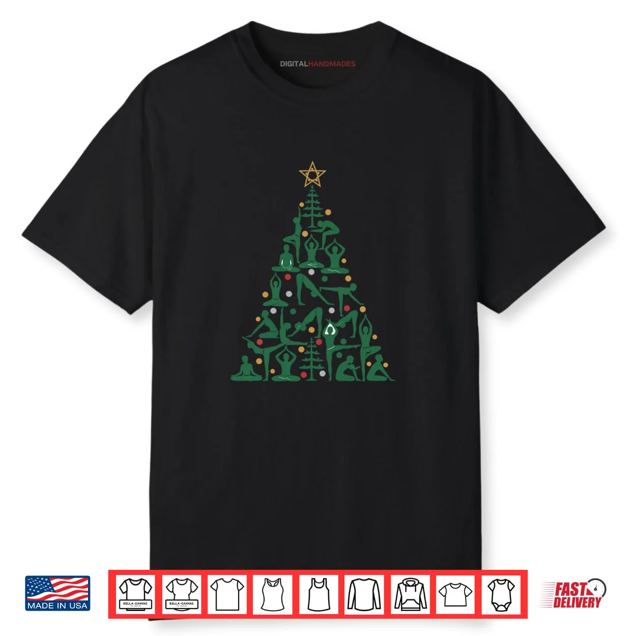 Yoga Christmas Tree Poses Funny Holiday Shirt