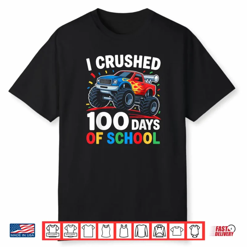 100 Days of School Shirt Boys Kids Monster Truck 100th Day Shirt