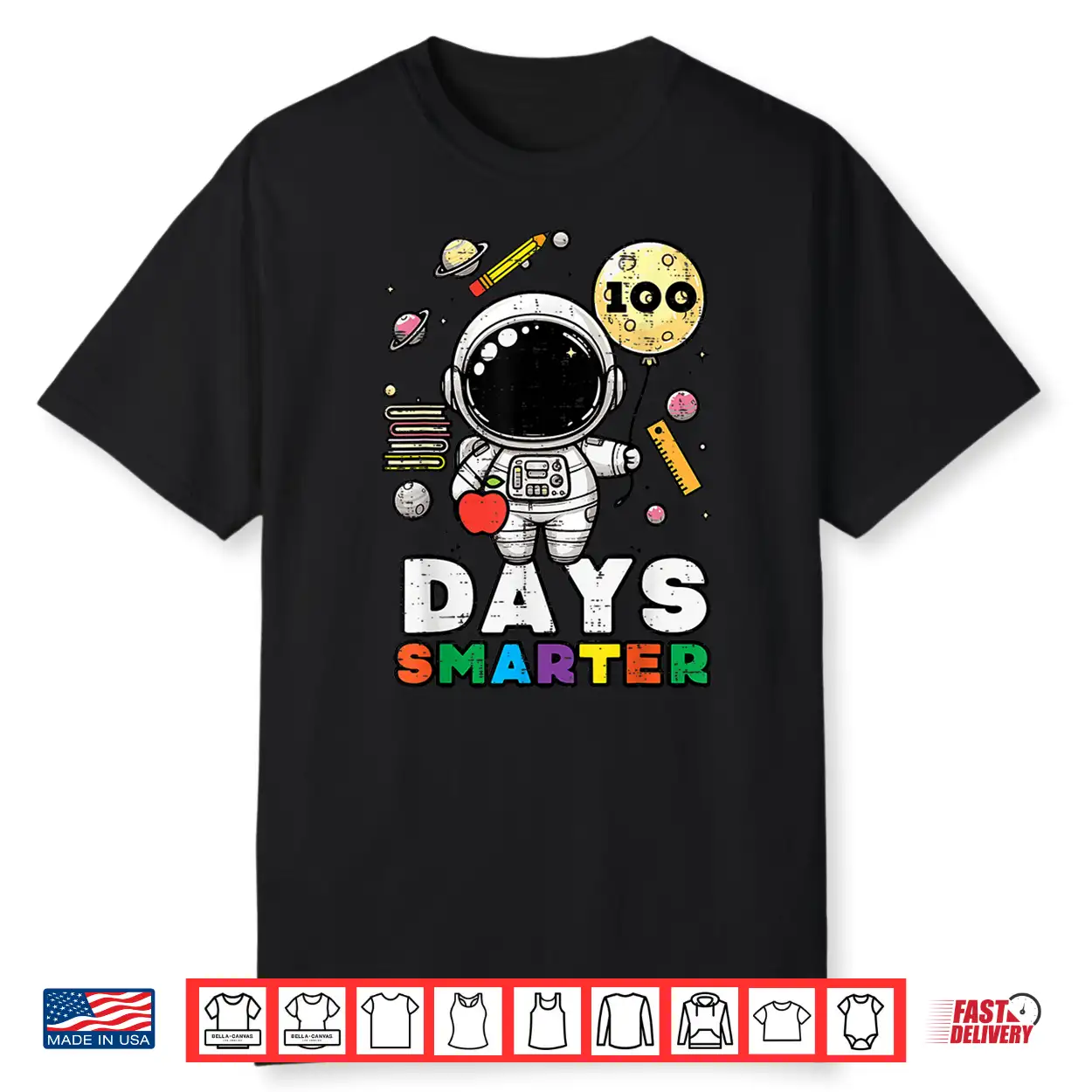 100 Days Of School Smarter Astronaut 100Th Day Kids Boys Shirt