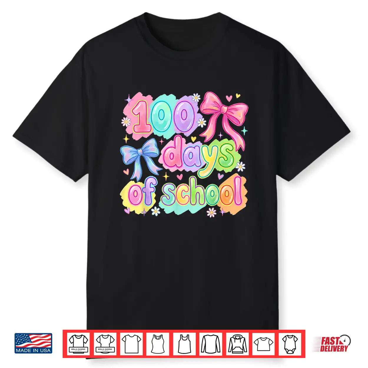 100Th Day Of School 100 Days Women Coquette Bow Girls Shirt