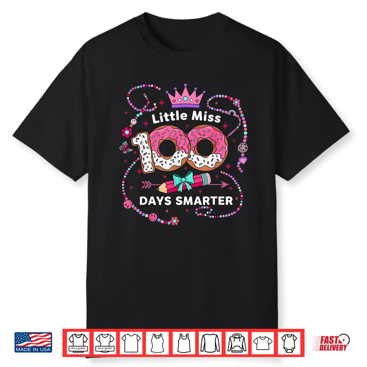 100Th Day Of School Girls Kids Little Miss 100 Days Smarter Shirt